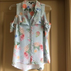 Express Floral Cold Shoulder Top - XS